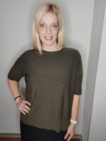 Μπλούζα πλεκτή με μανίκι 3/4 και πούλιες με διακριτική λάμψη