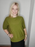 Μπλούζα πλεκτή με μανίκι 3/4 και πούλιες με διακριτική λάμψη - Image 7